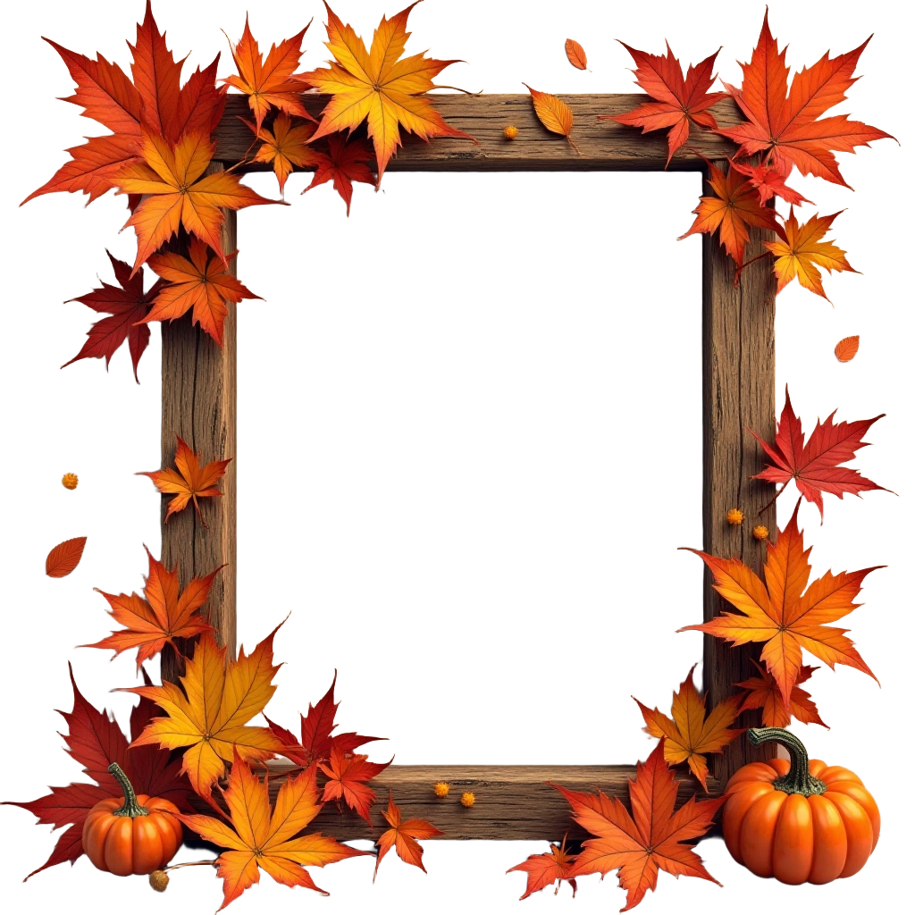 Autumn Leaves and Pumpkins Frame